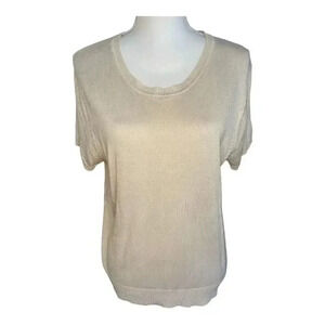 Liz Claiborne Women’s Petite Large‎ Ivory Short Sleeved Sweater